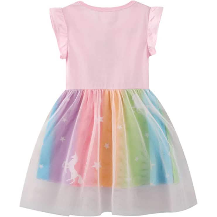 Mädchen Baumwoll-Freizeitkleid mit Einhorn-Motiv