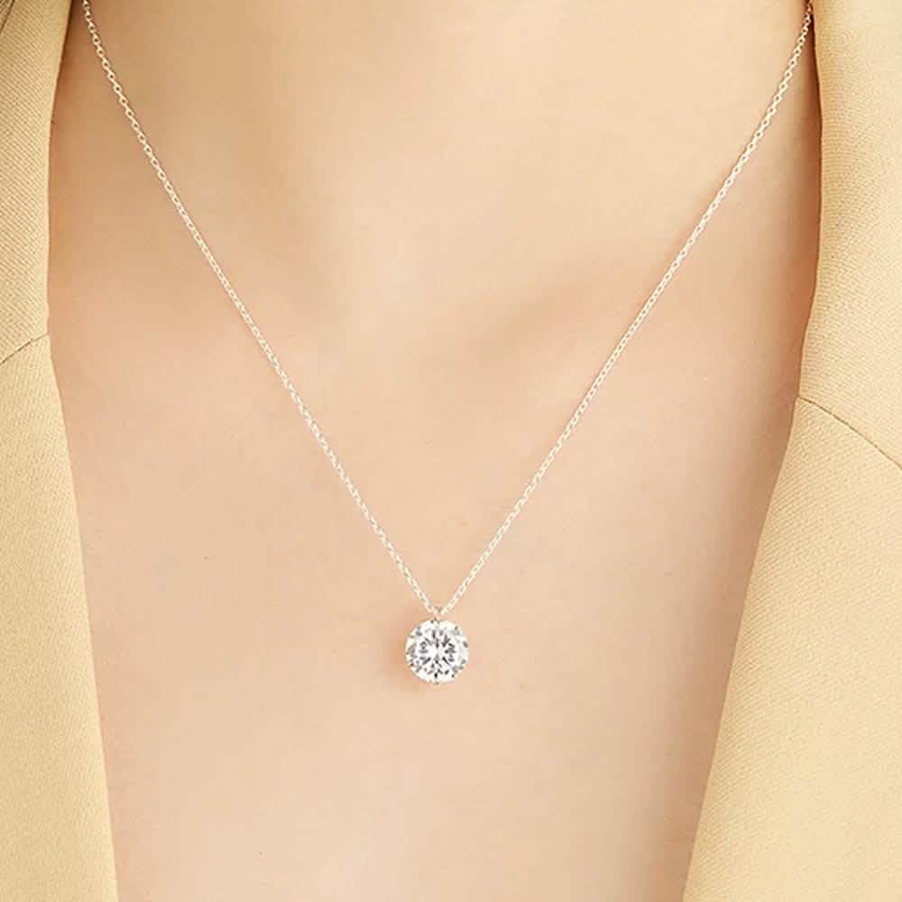 INALIS 925er Sterling Silber Anhänger Schillernde 5A Klare Zirkonia Romantische Halsketten