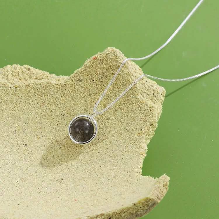 INALIS – Halskette mit rundem Anhänger aus 925er Sterlingsilber und schwarzem Mondstein