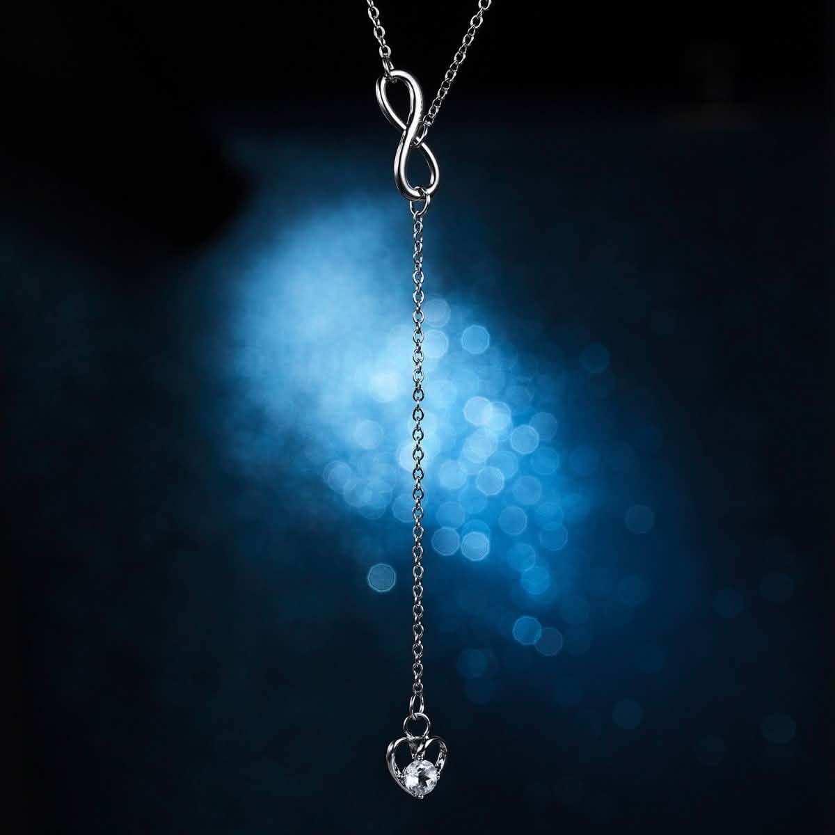 Unendlichkeitsherz-Kristall-Lariat-Halskette