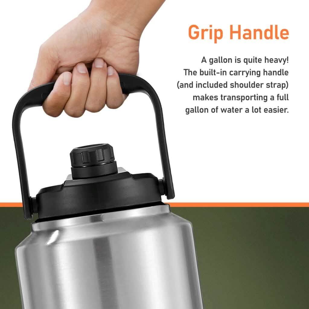 Isolierter Edelstahl-Weithals-Growler (1 Gallone) mit taktischer Tragetasche
