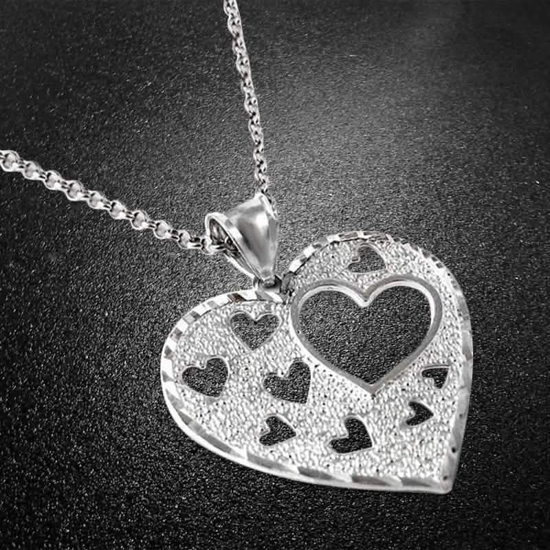 Italienische Halskette aus Sterlingsilber mit Diamantschliff-Herz