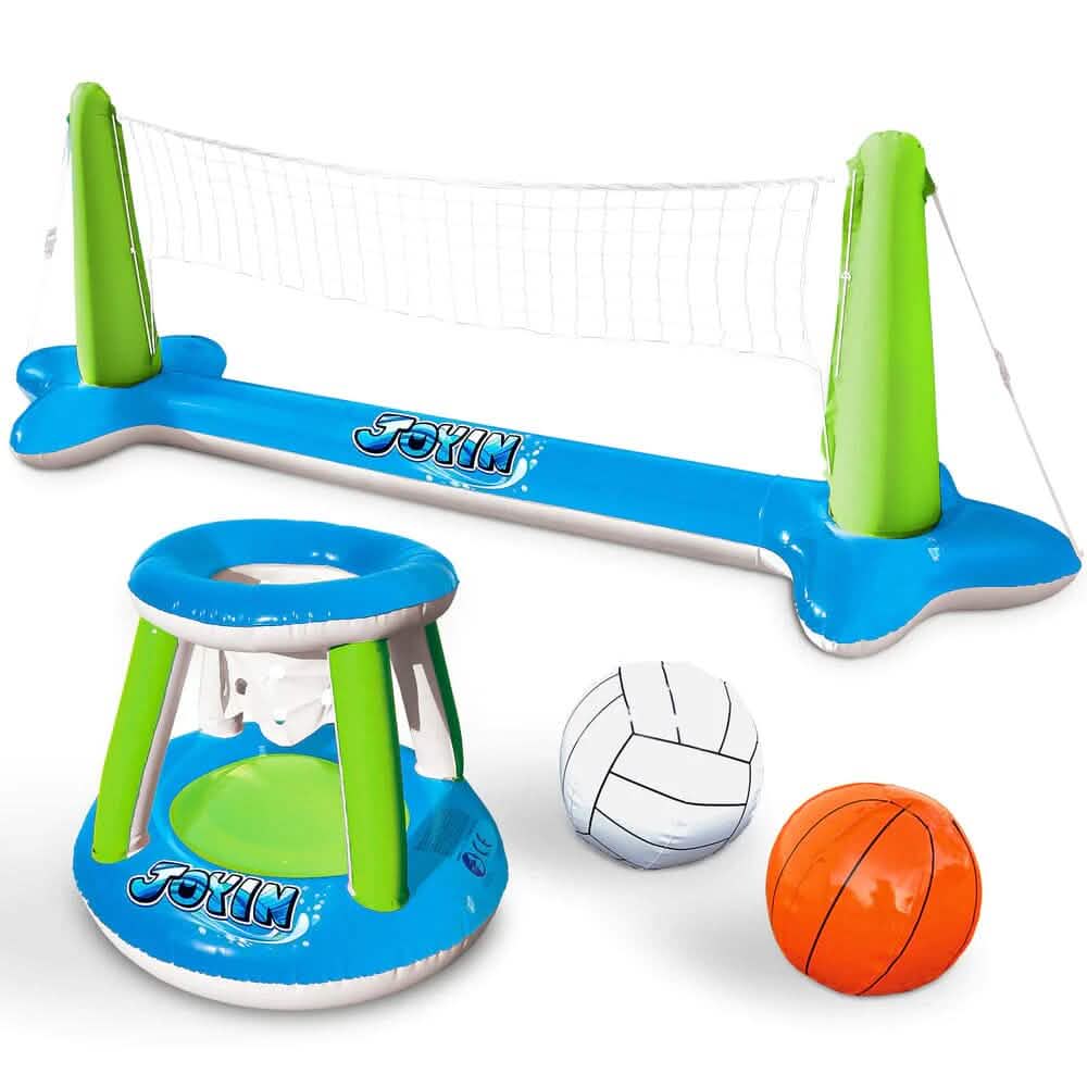JOYIN Aufblasbares Basketball- und Volleyball-Pool-Set