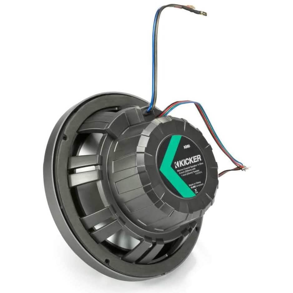 KICKER Pair 45KM84L 8" 600 Watt Marine Boat Waterproof Speakers w/LED's KM8 (Refurbished)