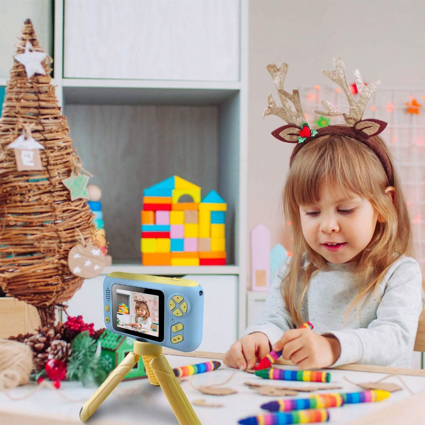 Kinderdigitalkamera mit drehbarem Objektiv