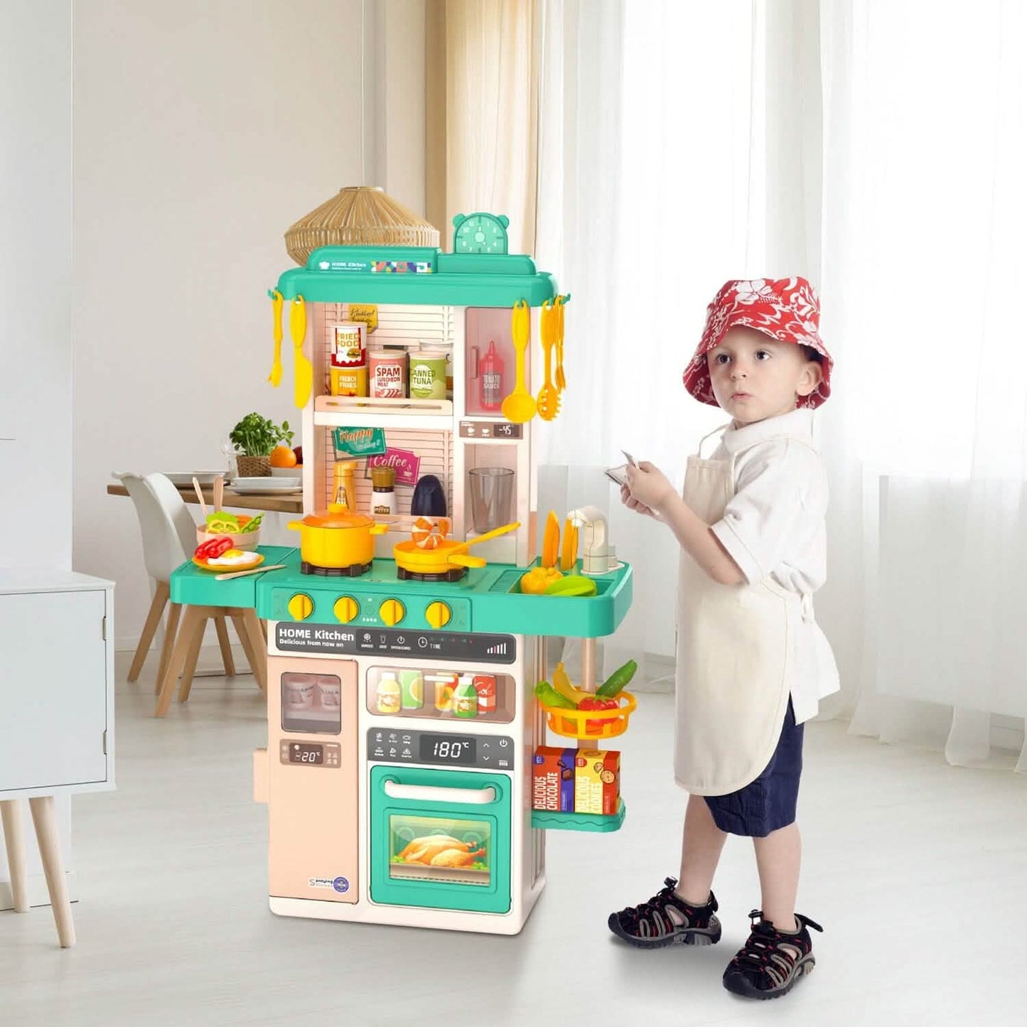 Kinder-Küchenspielset, interaktives Spielzeug-Küchenset, Kochgeschirr