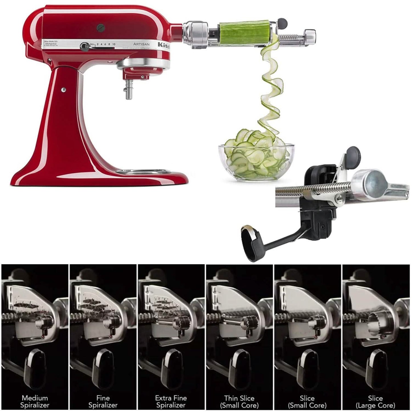 KitchenAid Spiralschneider Plus mit 7 Klingen, zum Schälen, Entkernen und Schneiden