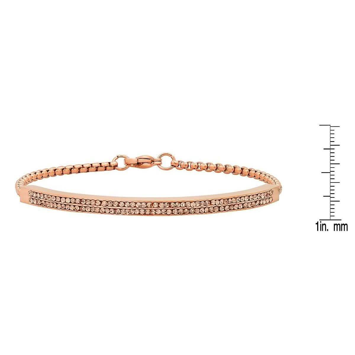 Damenarmband aus 18K Rosévergoldetem Edelstahl mit simulierten Diamanten im Kanalfassung