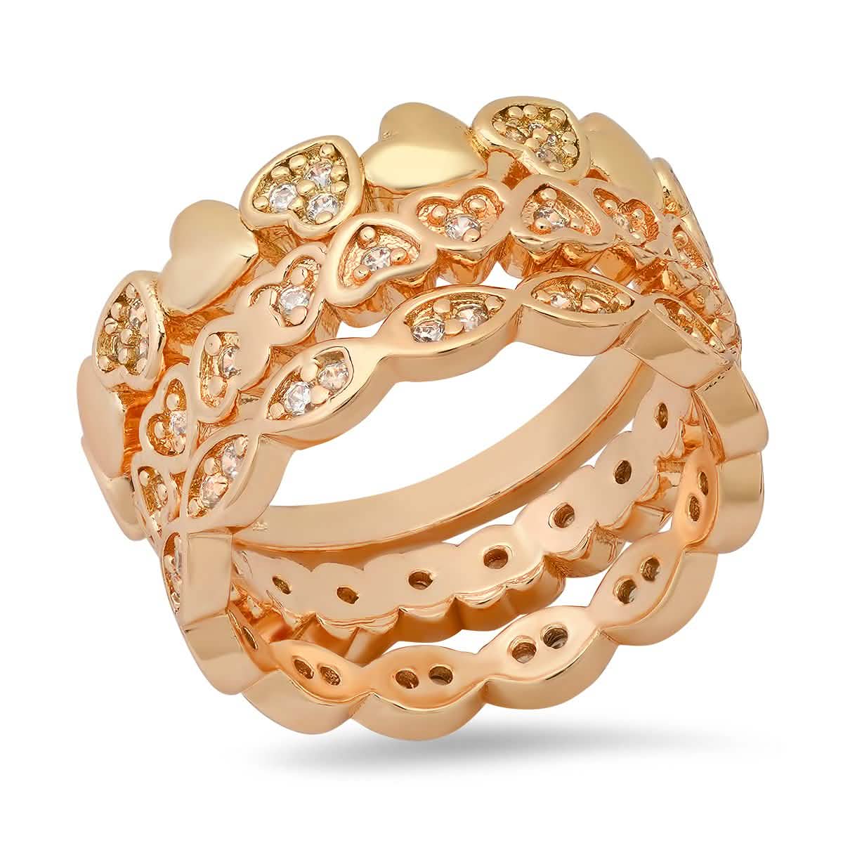 Ladies 18k White Gold Plated Brass Simulated Diamonds Stackable Rings