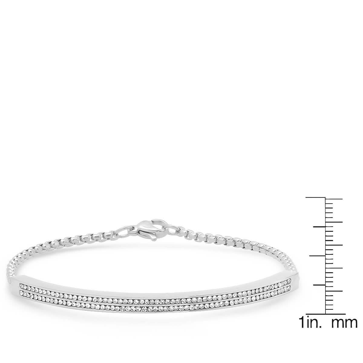 Damenarmband aus Edelstahl mit simulierten Diamanten im Kanalfassung