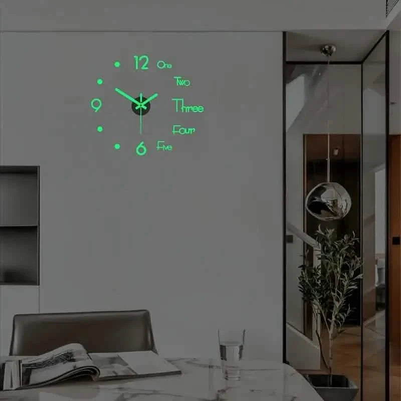 Große rahmenlose 3D-Wanduhr-Aufkleber