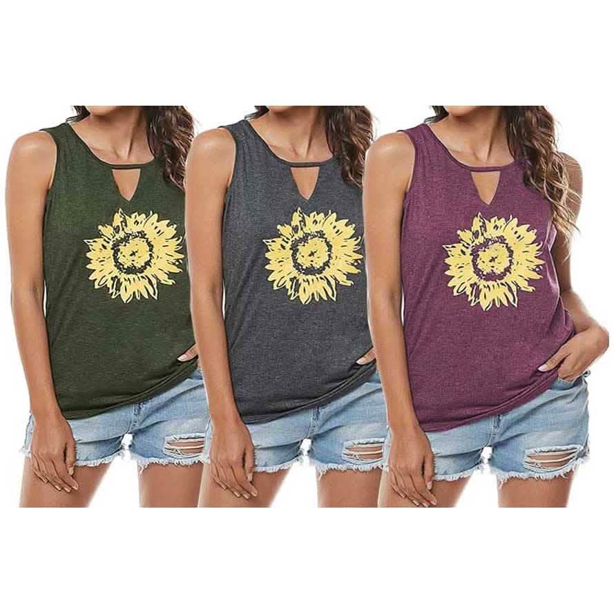 Leo Rosi Damen Freizeit Sonnenblumen Sommer Tanktop