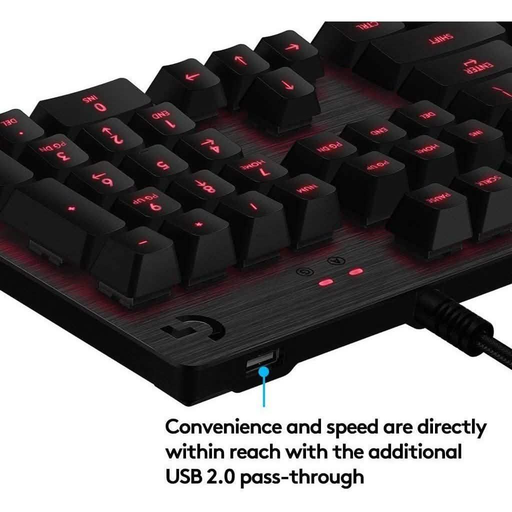 Logitech G413 Mechanische Gaming-Tastatur mit Hintergrundbeleuchtung USB Passthrough Carbon (Generalüberholt)