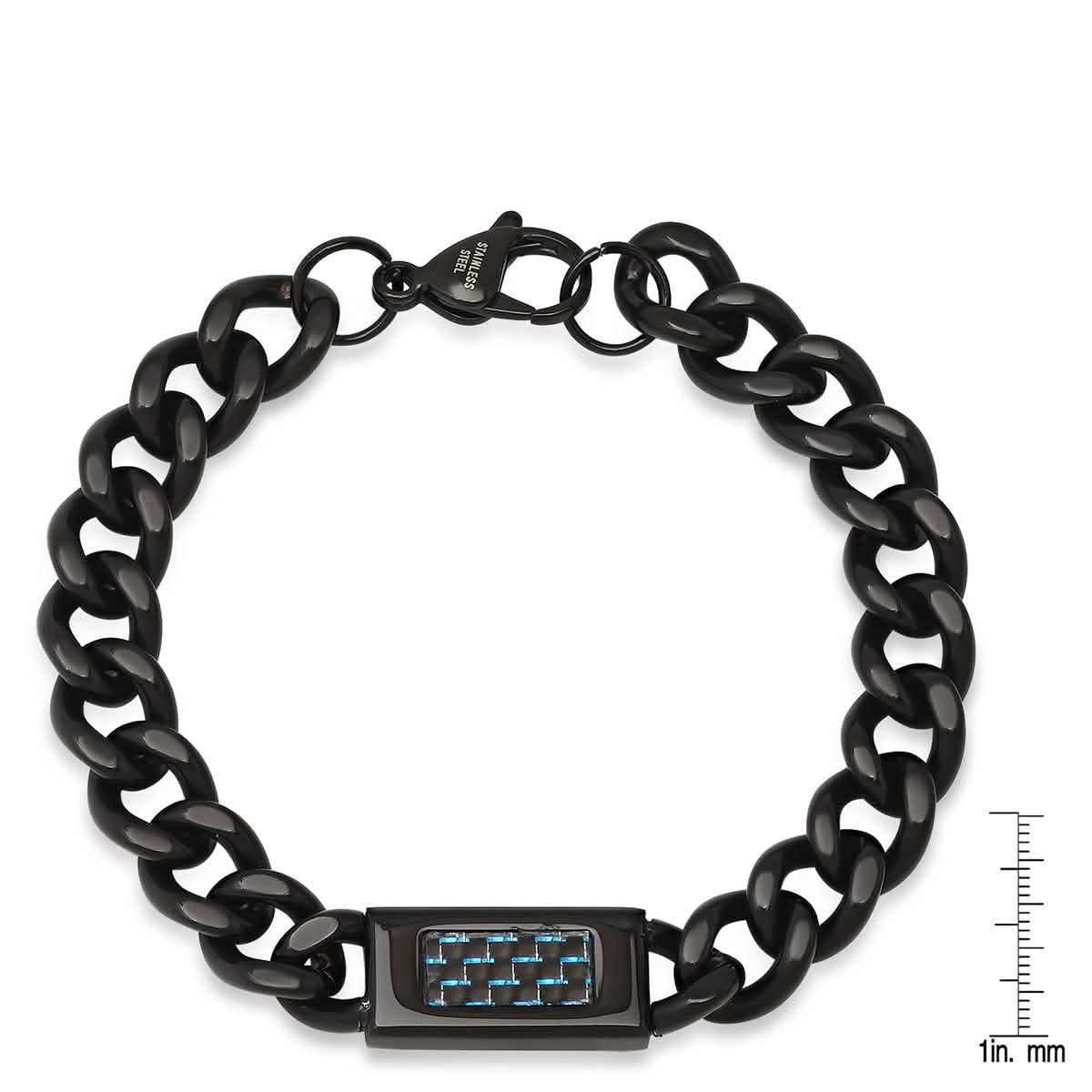 Herrenarmband "Cuban Link", Schwarz, Edelstahl, IP-beschichtet