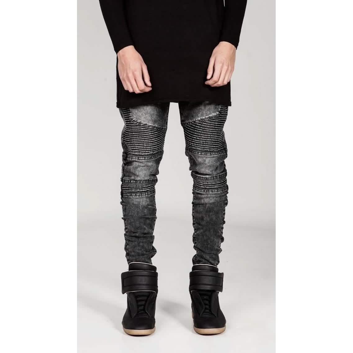 Herren Bequeme Stretch Zerrissene Distressed Biker Jeans Hosen Rock Revival
