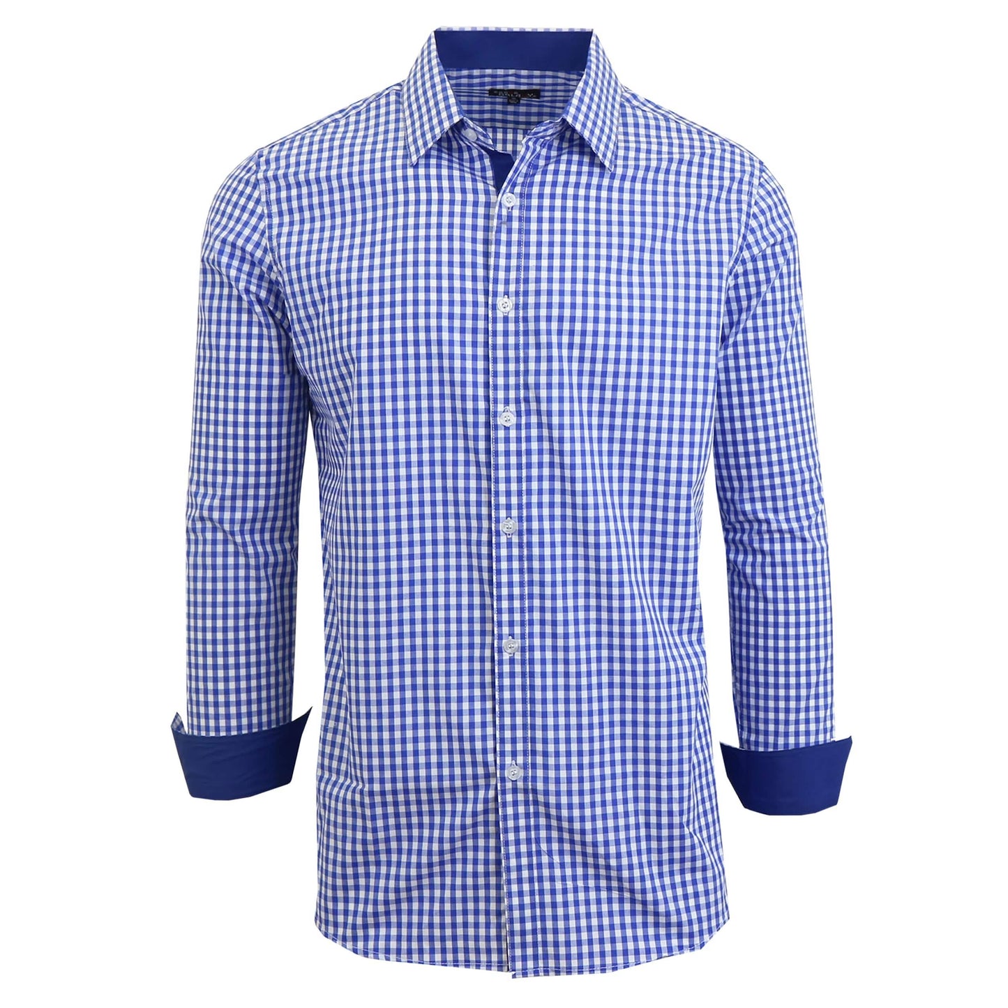Herren Langarm Slim Fit Hemden mit Vichykaro-Muster