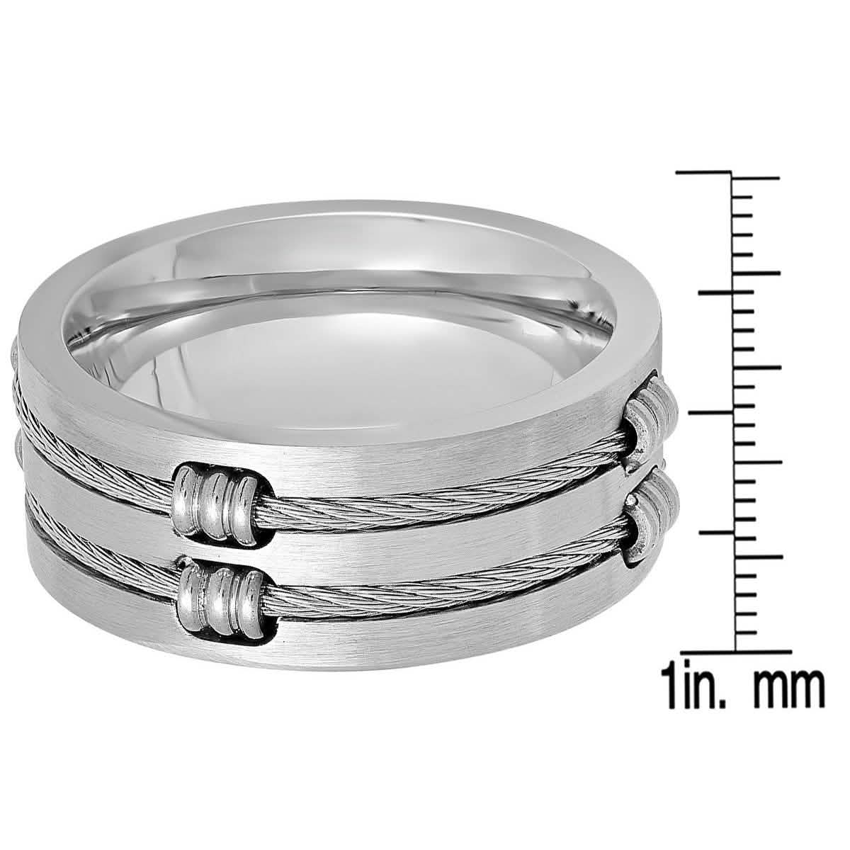 Herrenring aus Edelstahl mit Drahteinlage