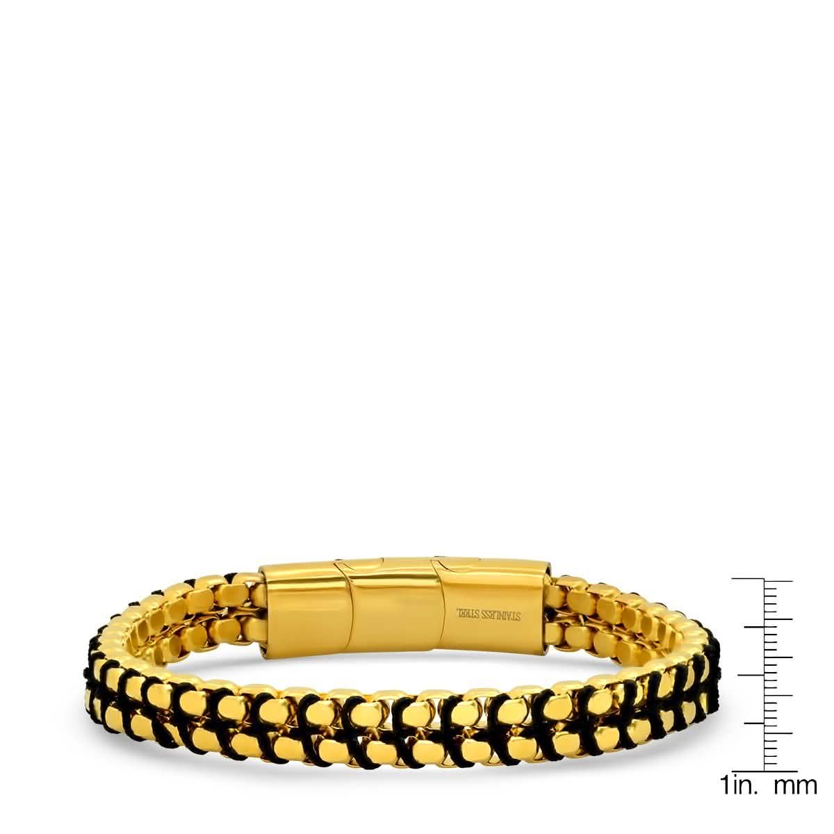 Herrenuhr zweifarbig, IP-Schwarz und 18 Karat Gold, mit 18 Karat Gold-Kastenkette-Armband