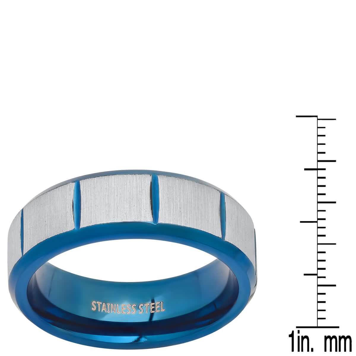 Herrenring Bicolor, blau ionenplattiert und Edelstahl