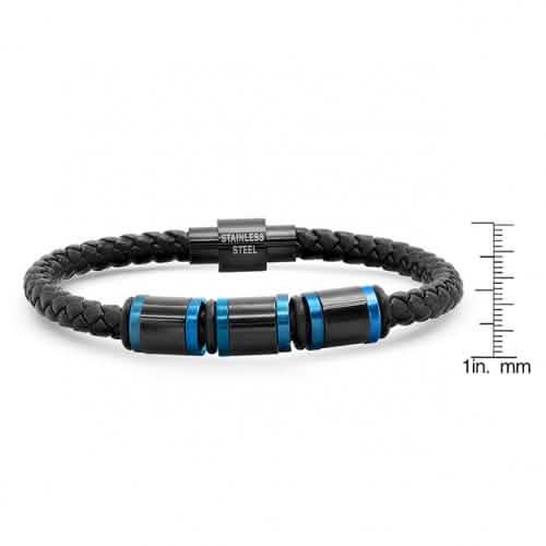 Herrenarmband aus zweifarbigem Edelstahl mit Leder