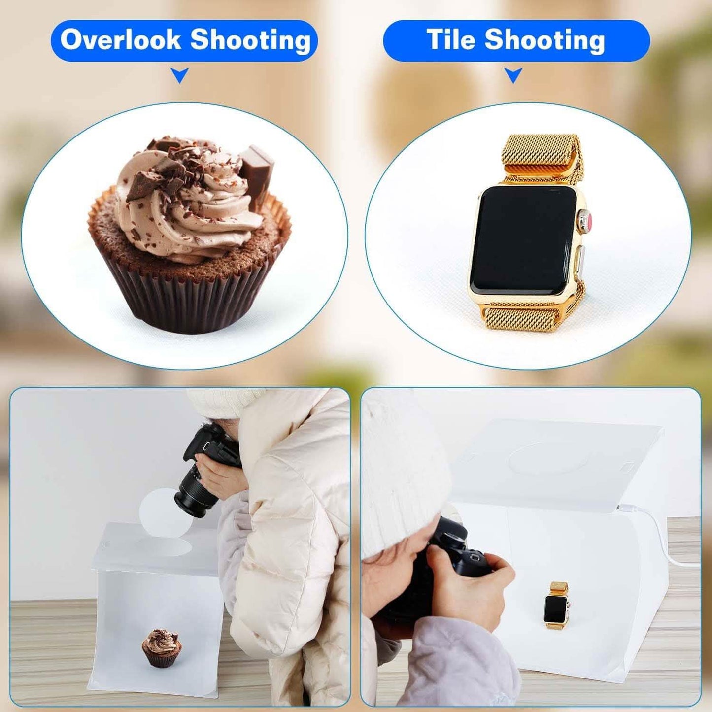 Mini-Fotostudio-Box-Fotografie mit 6 farbigen Hintergründen