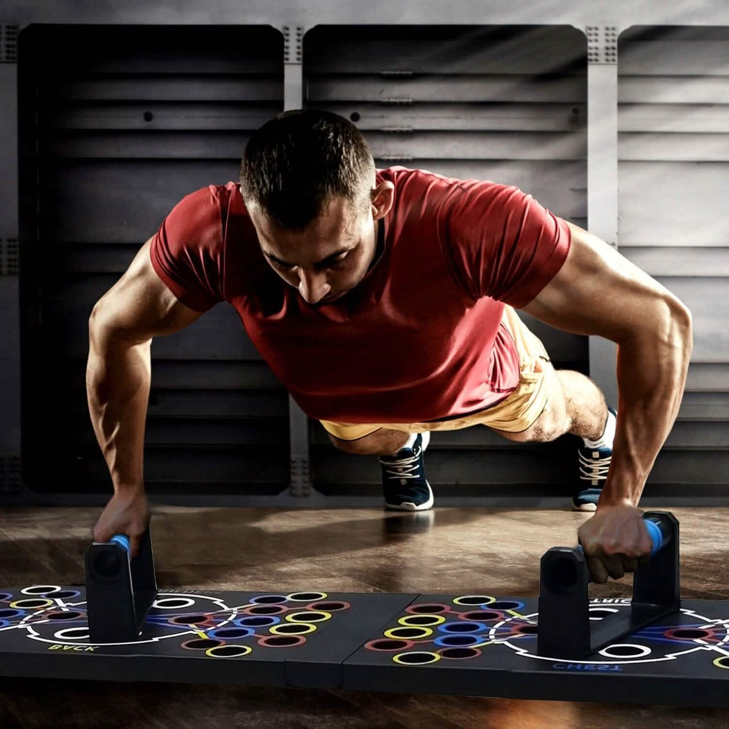 Multifunktionales Liegestützbrett Heim Krafttraining-Equipment mit 15 Fitness-Zubehörteilen