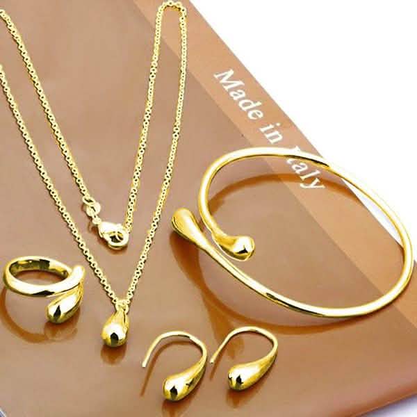 Halskette Ring Haken Ovale Ohrringe Set