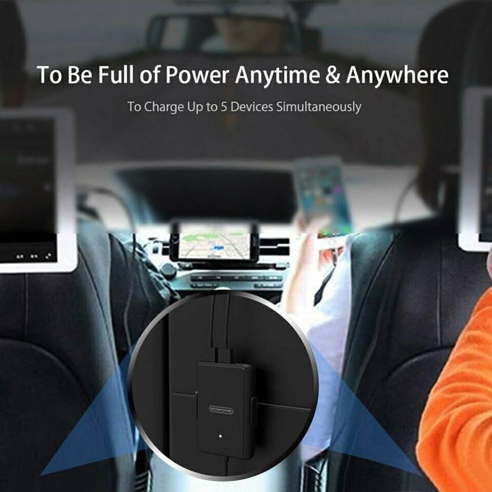 NTONPOWER 5-Port USB-Kfz-Ladegerät mit 1,8 m Verlängerungskabel