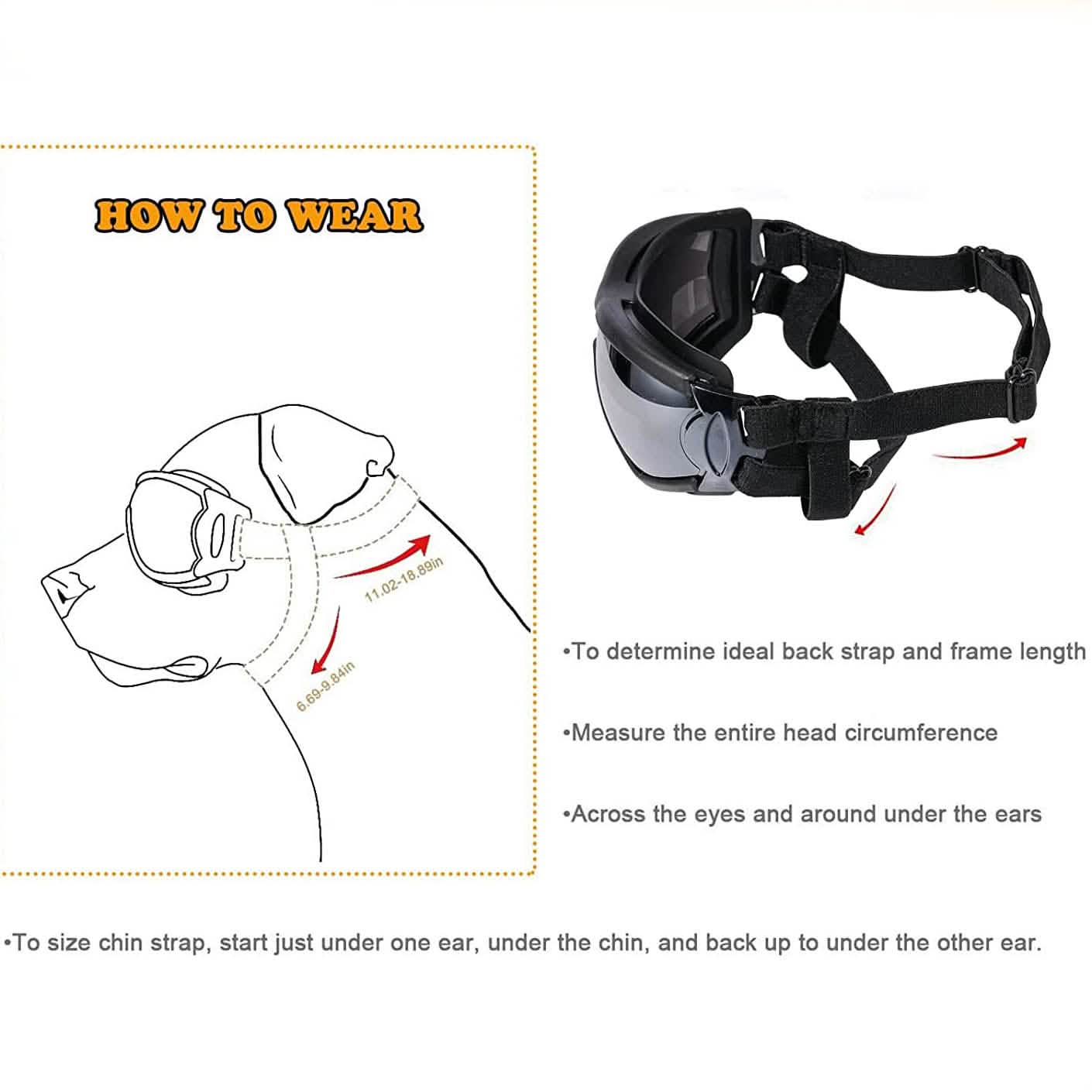 NVTED Hunde-Sonnenbrille mit verstellbarem Gurt für mittlere oder große Hunde