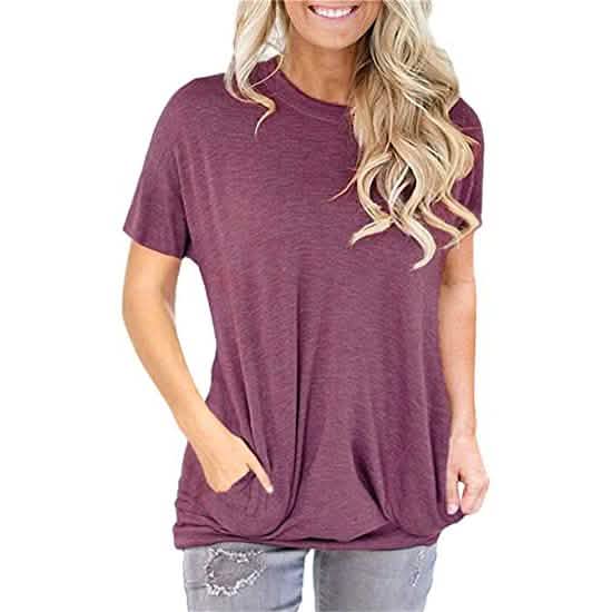 Damen Lässiges Oversize-Shirt, Tunika-Oberteil, weite bequeme Bluse mit Tasche