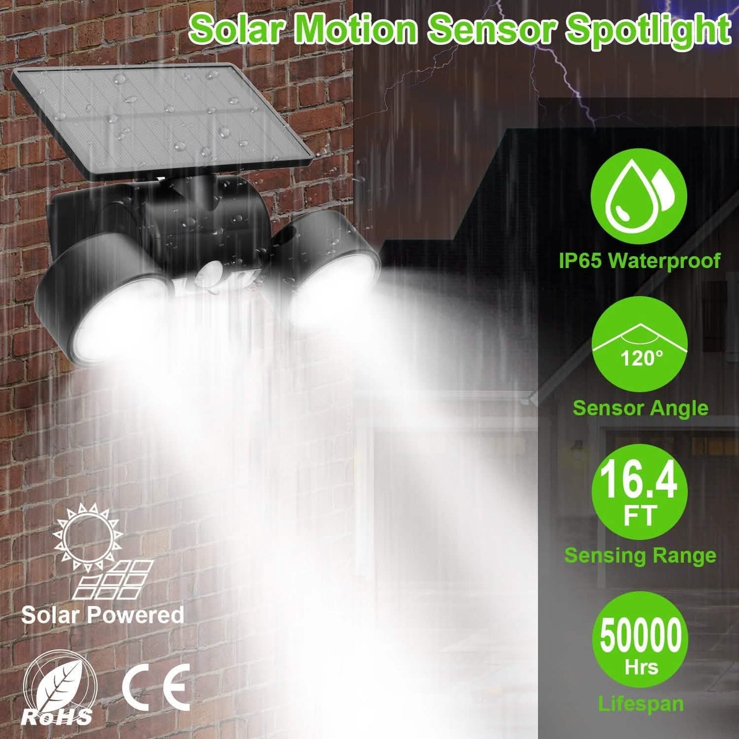 Bewegungsmelder-Solarwandleuchten für den Außenbereich, Dämmerung bis Morgengrauen, IP65 wasserdicht