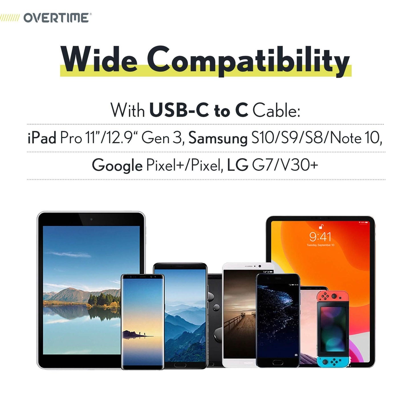 Overtime Extra Long 3m USB-C auf USB-C Ladekabel