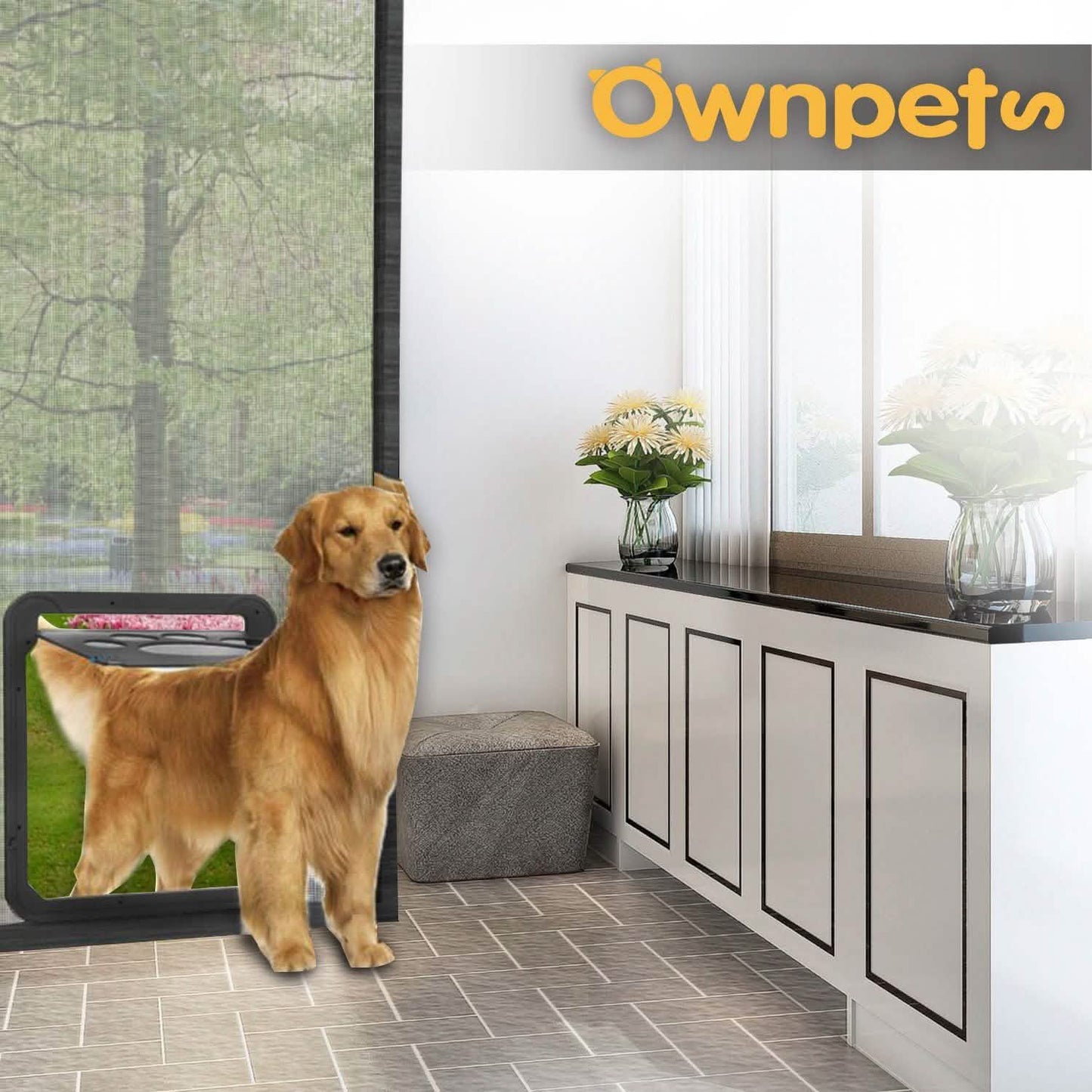 OWNPETS Haustier-Hundeklappe mit Magnetverschluss für Fliegengittertüren
