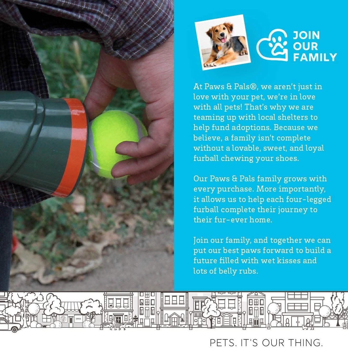 Paws & Pals Bazook - 9 Tennisball-Abschussgerät mit 2 quietschenden Bällen
