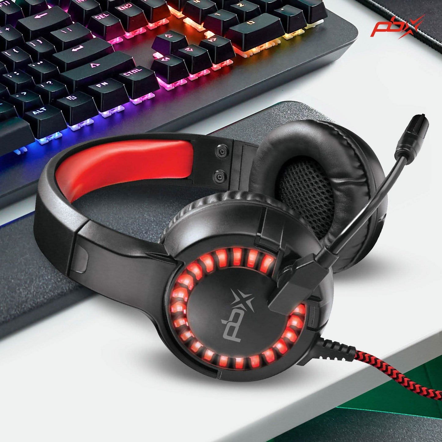 PBX INFERNO H8 Kabelgebundenes LED-Headset mit Bügelmikrofon und Rauschunterdrückung