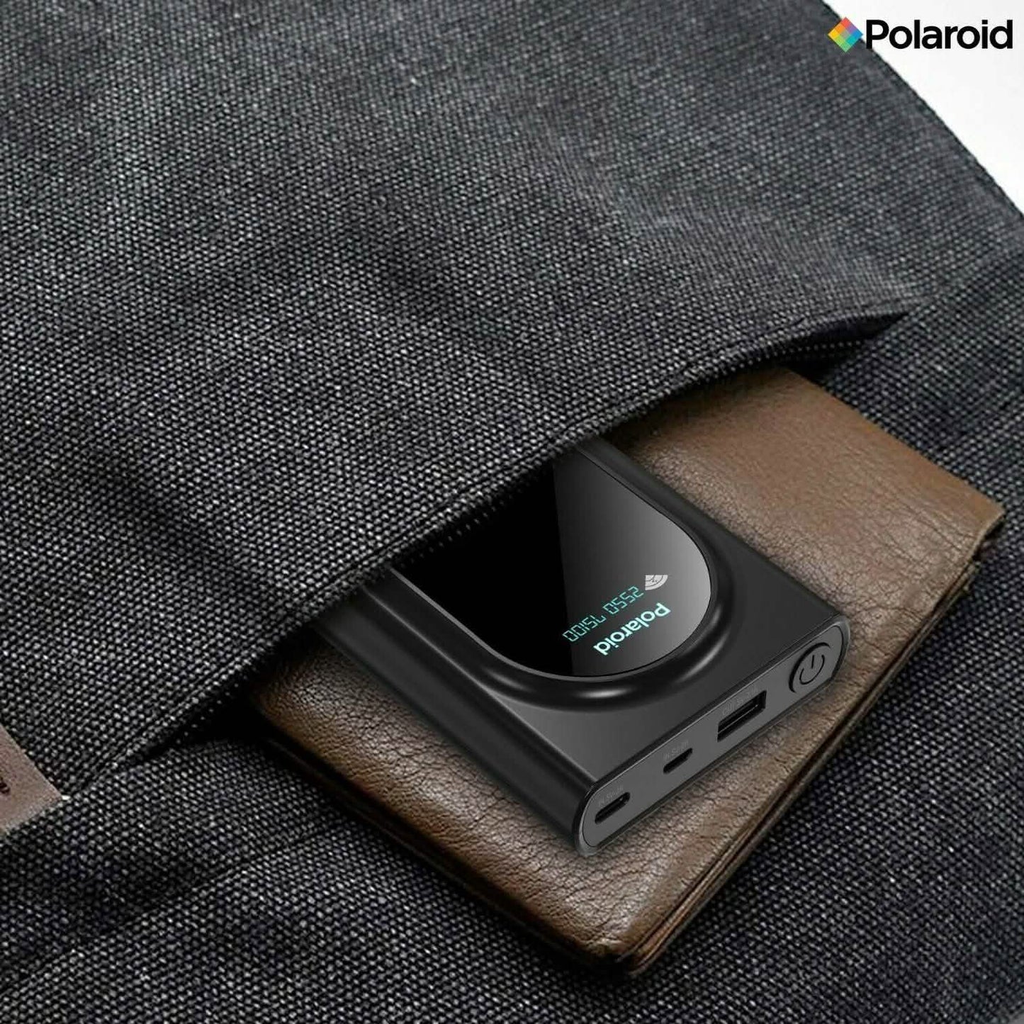 Polaroid Tragbare kabellose Powerbank – 10000mAh, USB-Ladefunktion, Digitalanzeige