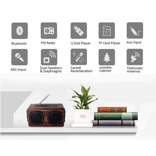 Tragbarer Retro-Holz-Wireless-Bluetooth-4.2-Lautsprecher