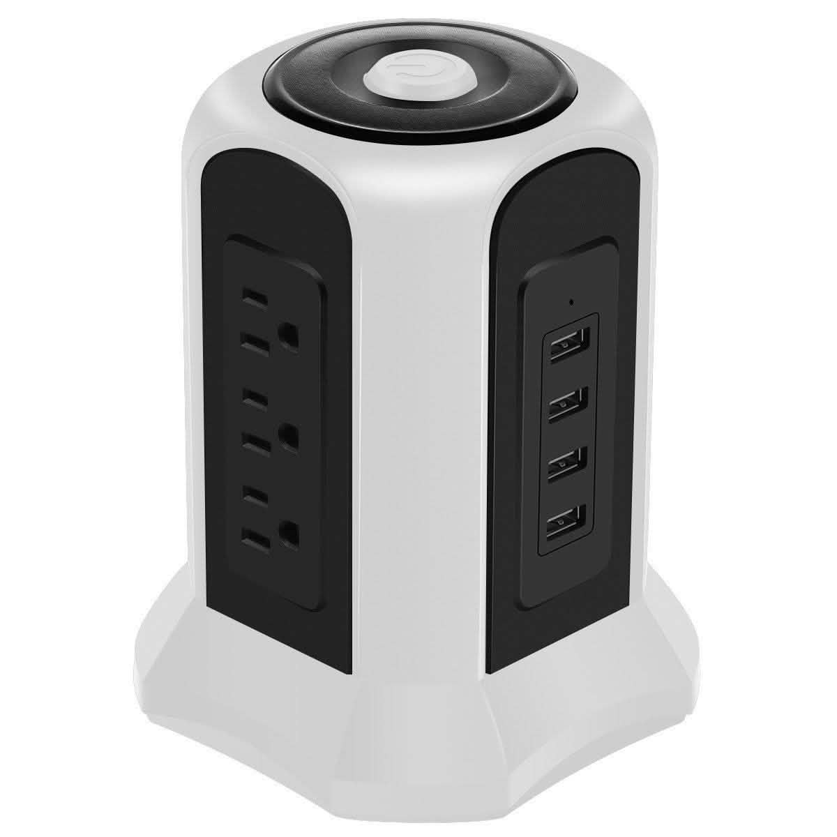 Steckdosenleisten-Turm mit 9 AC-Steckdosen und 4 USB-Ladeanschlüssen, schaltbar