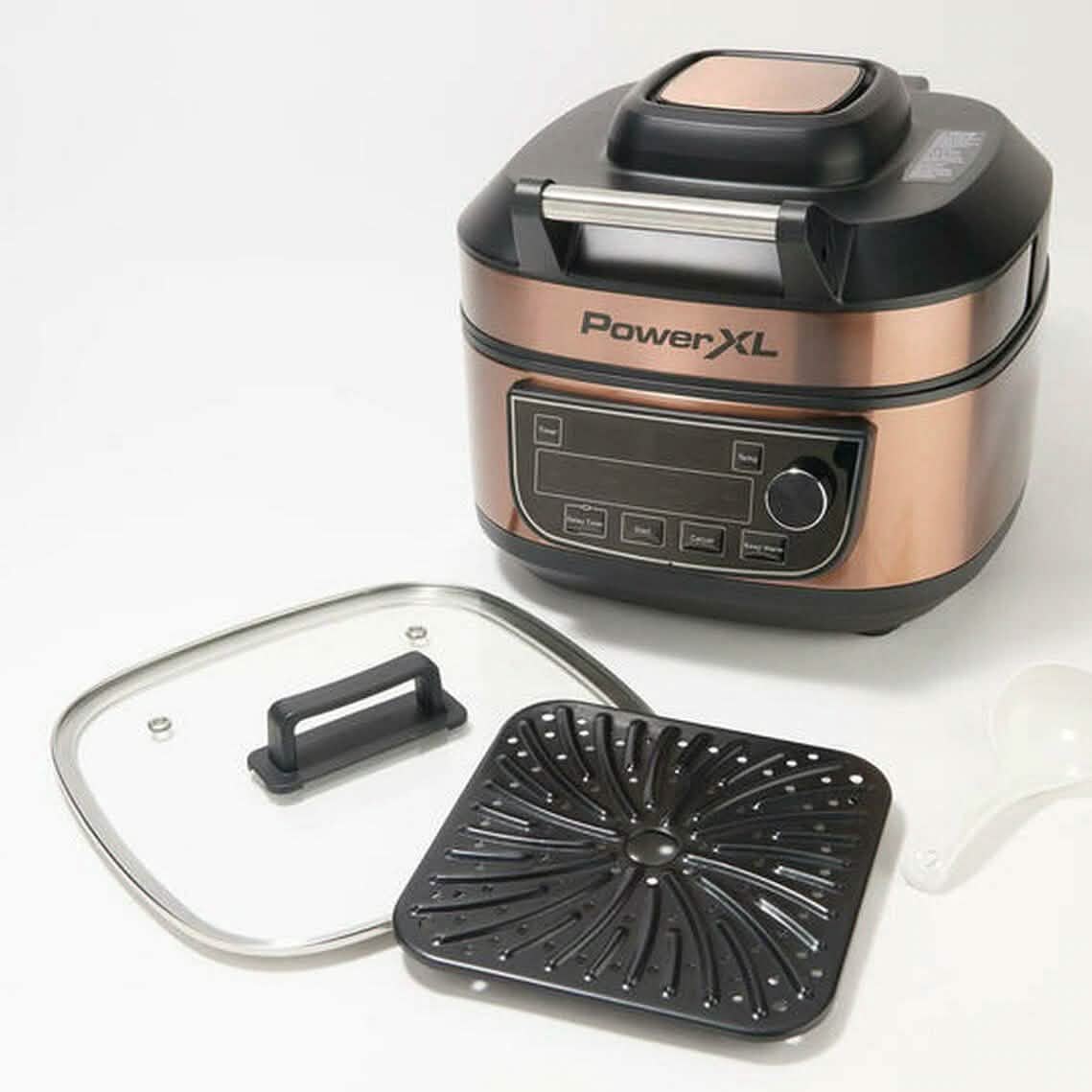 PowerXL 1550W 6-qt 12-in-1 Grill-Heißluftfritteusen-Kombination mit Glasdeckel (überholt)