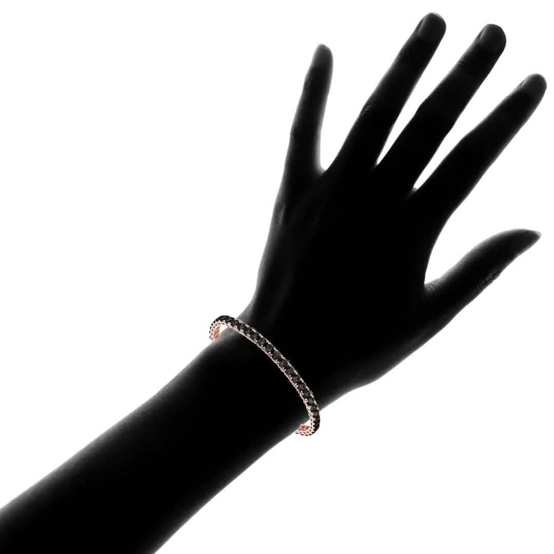 Roségoldfarbenes Tennisarmband mit schwarzen Zirkonia-Steinen