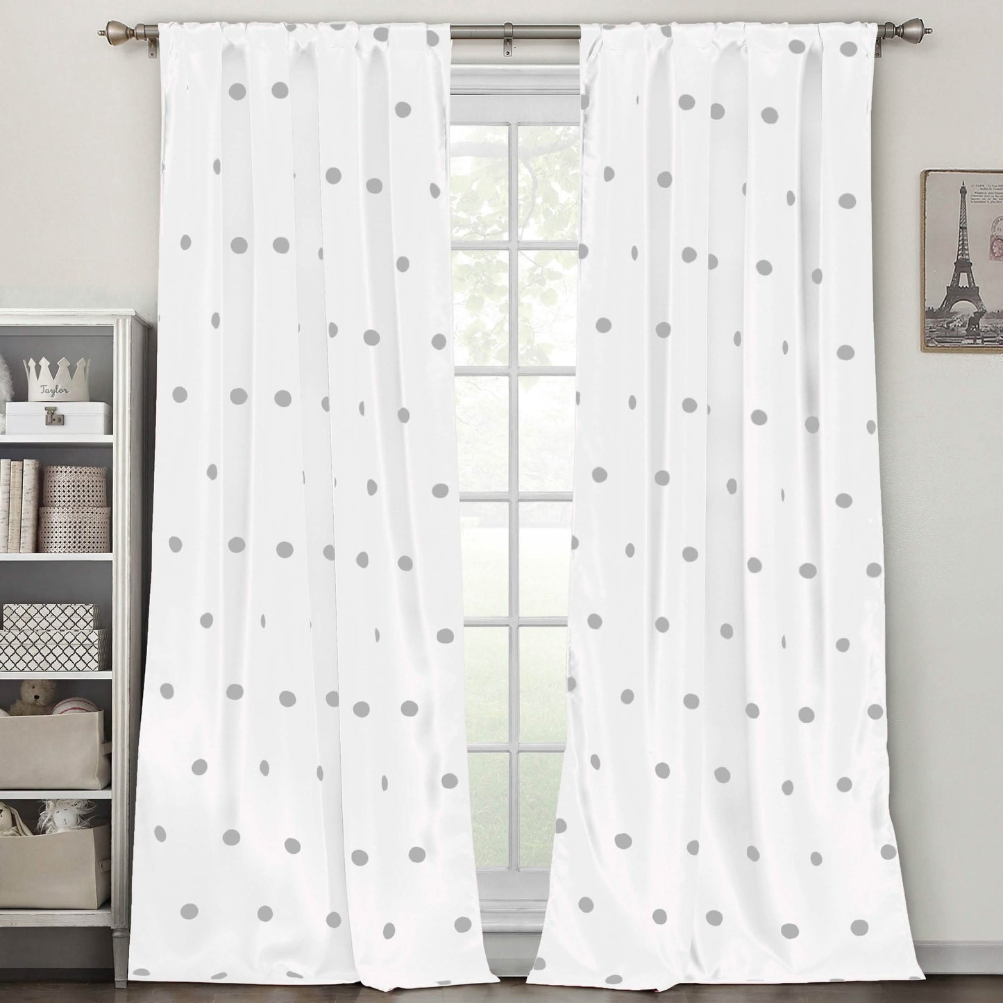 2er-Set: Verdunkelungsvorhänge mit Polka Dots, 2er-Pack