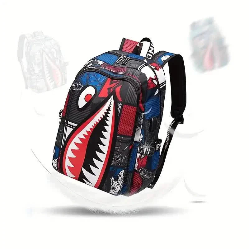 Rucksack aus gemustertem Hai-Nylon für Studenten