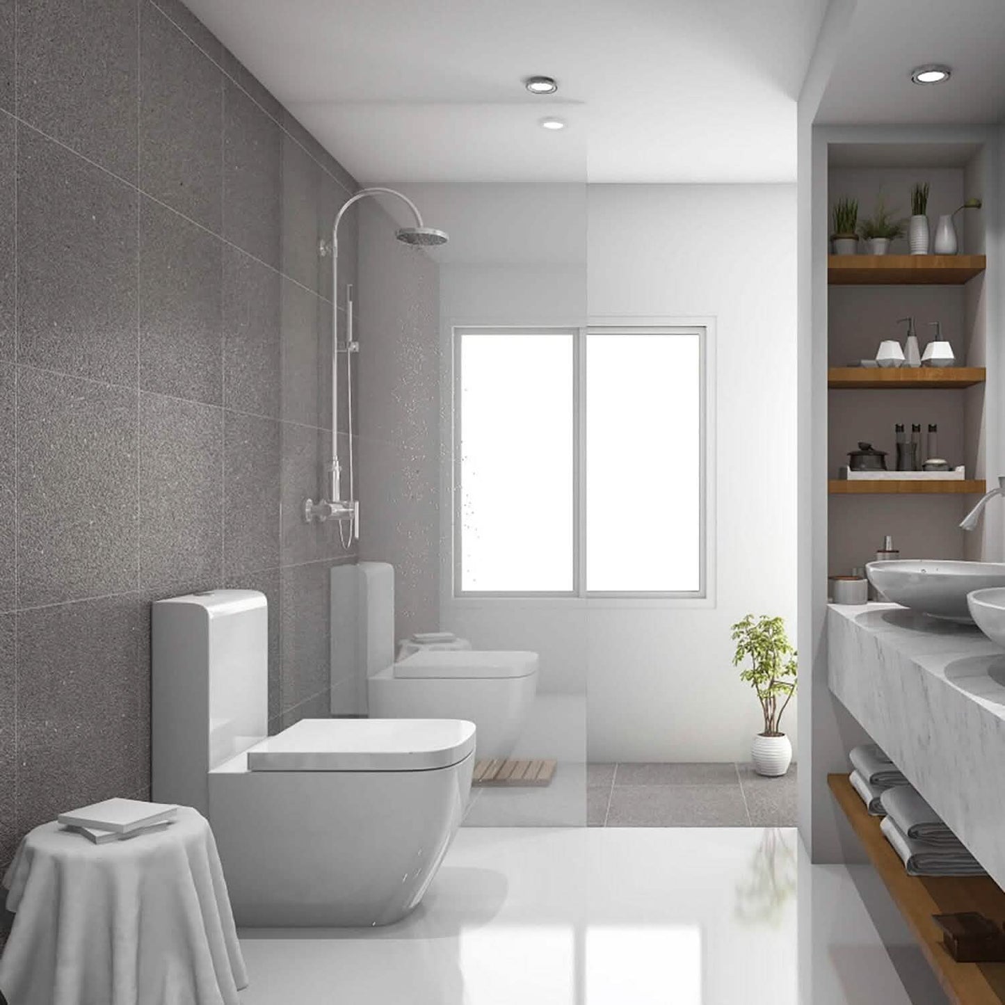 Quadratischer Toilettensitz mit rutschfesten Sitzpuffern