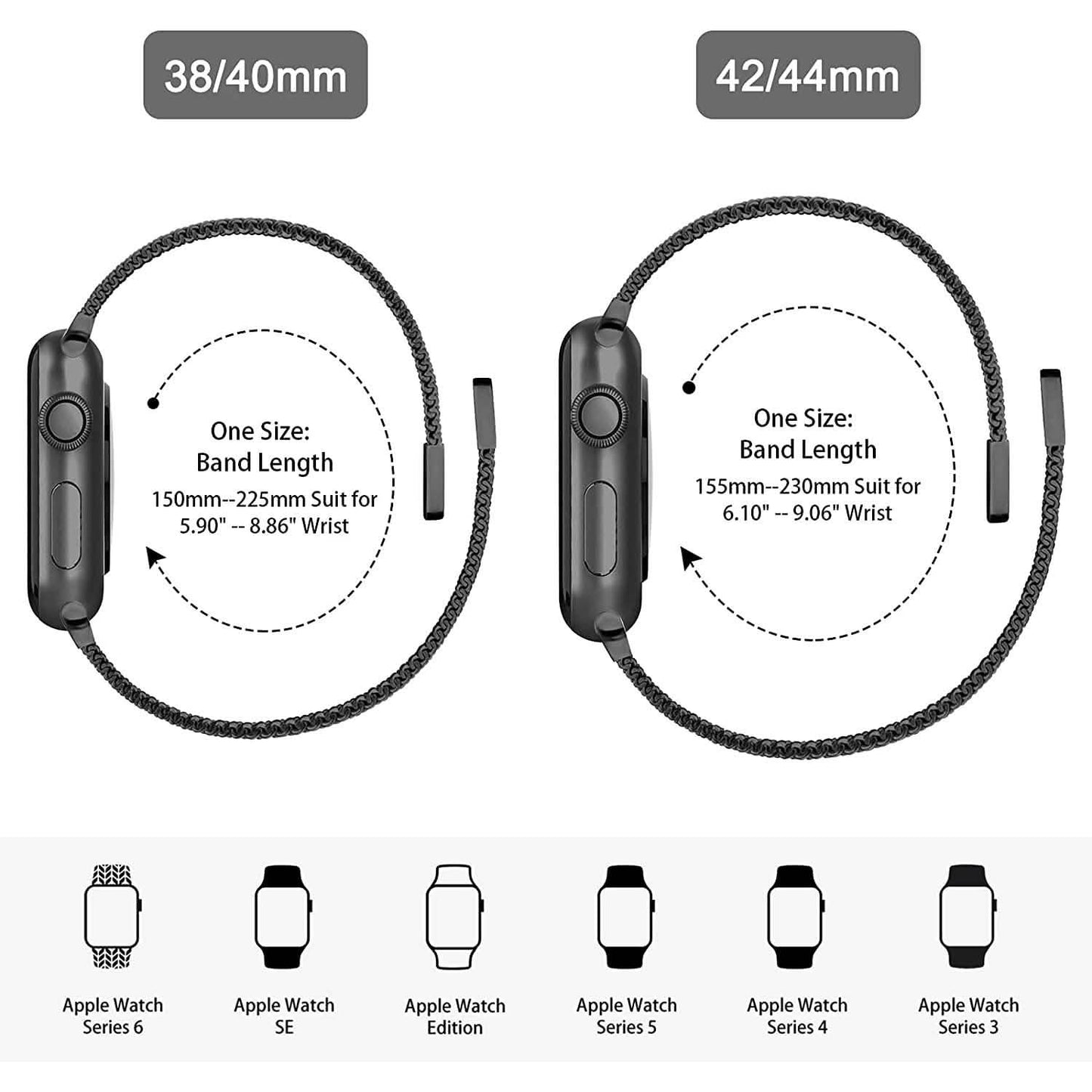 Edelstahl-Mesh-Armband-Ersatz für Apple Watch