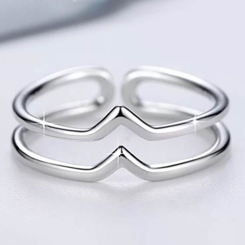 Minimalistischer 2-reihiger verstellbarer Wickelring aus Sterlingsilber