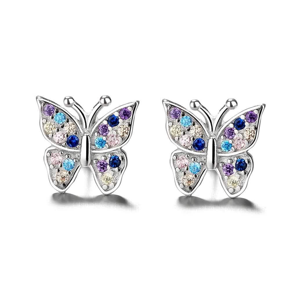 Ohrringe aus Sterlingsilber mit mehrfarbigen Swarovski-Kristallschmetterlingen