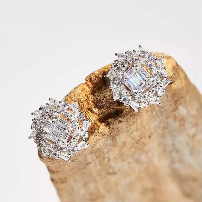 Sterling Silber Sternschnuppen-Ohrstecker mit Swarovski Kristallen