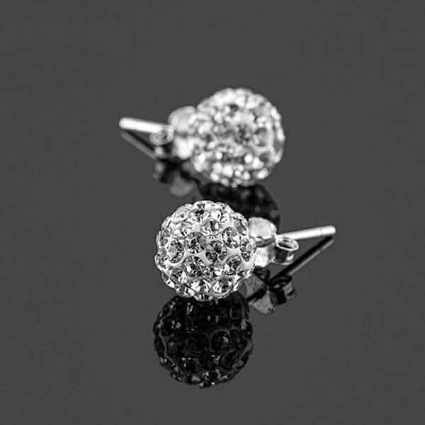 Ohrstecker aus Sterlingsilber mit weißen österreichischen Kristallkugeln