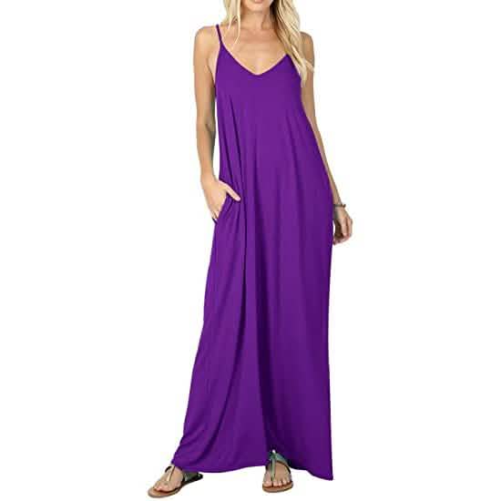 Stokeen Damen Sommer Casual Spaghettiträger Maxi-Kleid