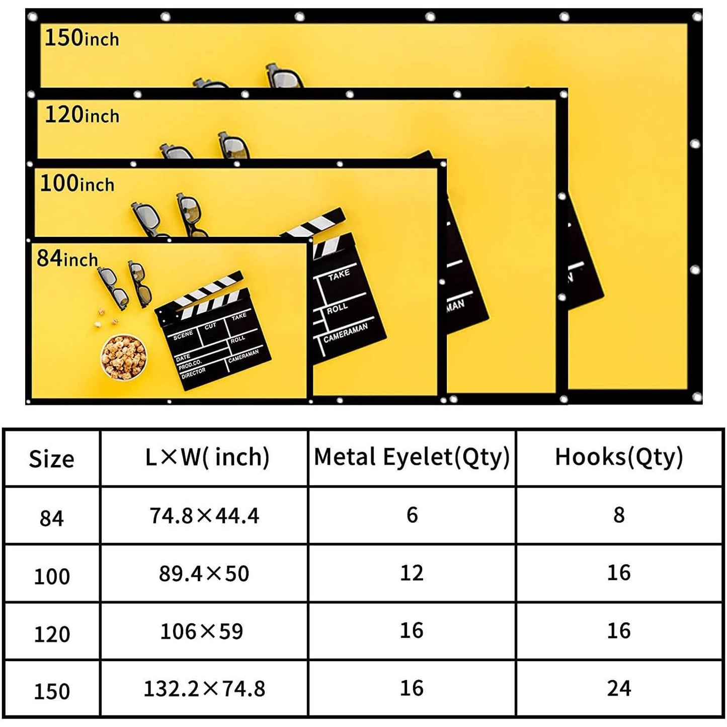 Taotique 4K Filmleinwand 16:9 HD faltbar und tragbar